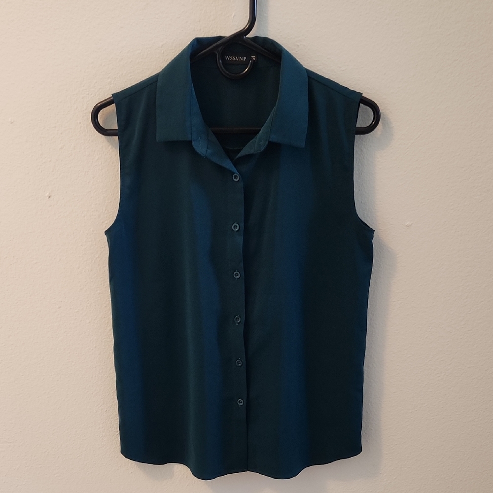 WSSVNP Emerald Green Sleeveless Blouse